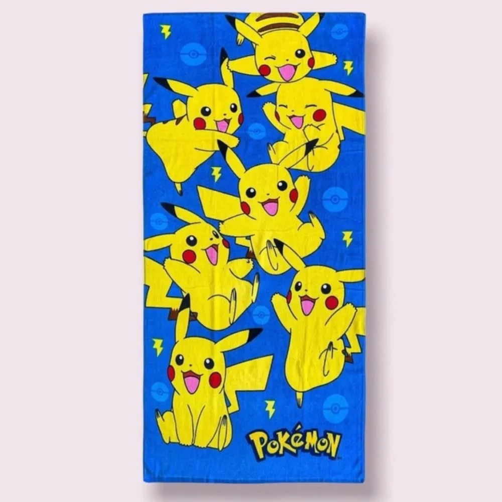 NWOT Pokemon Pikachu Cotton Blue and Yellow Beach Bath Towel